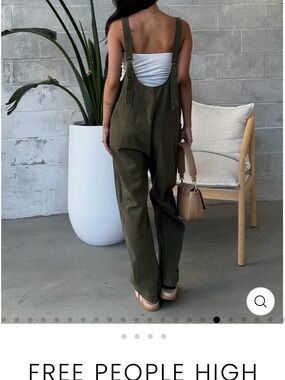 Olive Green Relaxed Overalls - size L